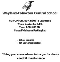 Remote Learning Supply Pick-up - 9/11